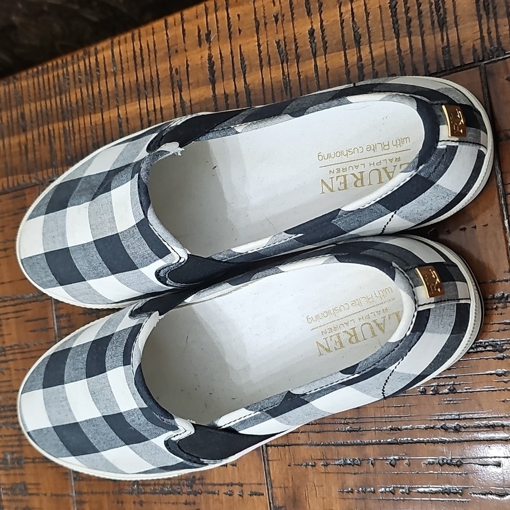 Ralph Lauren Womans Checkered Slip-On Sneakers - Picture 3 of 4